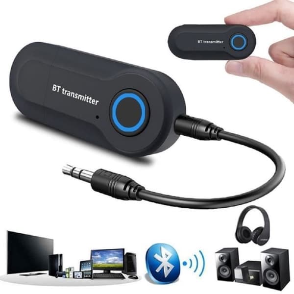 Bluetooth-sender, trådløs Bluetooth-adapter med 3,5 mm jack, AUX + USB-kabel for hodetelefoner og TV