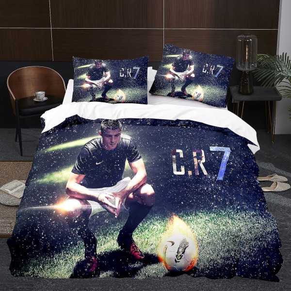 Digitalt trykt sengesett Football Star 3 stk. Barnas drømmesengesett Dynetrekk og putevar