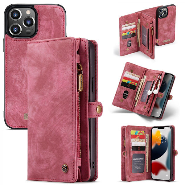 CaseMe Multi-Slot 2-in-1 Lompakkokotelo iPhone 13 Pro Max Punainen