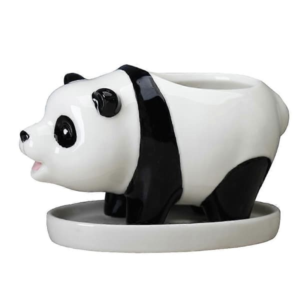 Djurformad keramisk panda-blomkruka för suckulenter med fat