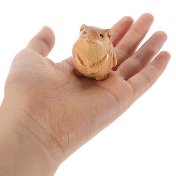 Trehåndverk Hamsterstatue for dekorasjon Lysebrun Trepynt
