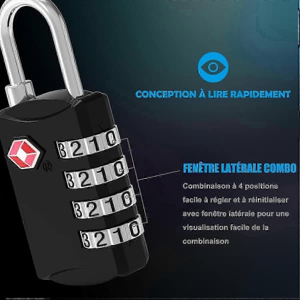 TSA-bagagelås 2-pack, 4-siffriga kombinationshänglås för resväskor och väskor, TSA-godkända säkerhetslås Edition 0909 5 5