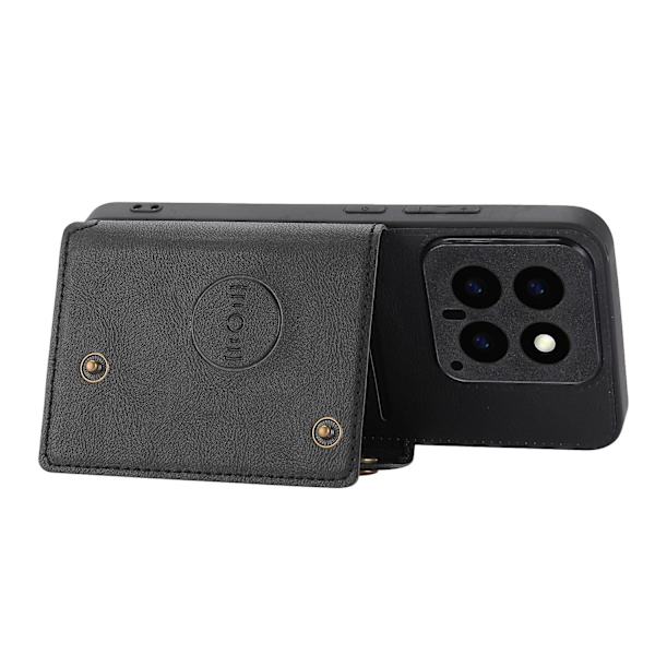 För Xiaomi 14 Case PU Läderbelagd TPU Kickstand Cover - Svart Black
