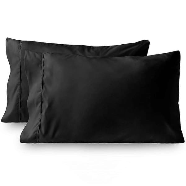 Putetrekk i helbørstet polyester, 2 stk, SVART, 51*66 cm