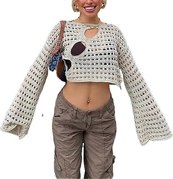 Y2K Cutout Topp Långärmad för Kvinnor