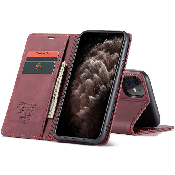 CaseMe wallet etui, iPhone 11, bordeaux Vinröd red