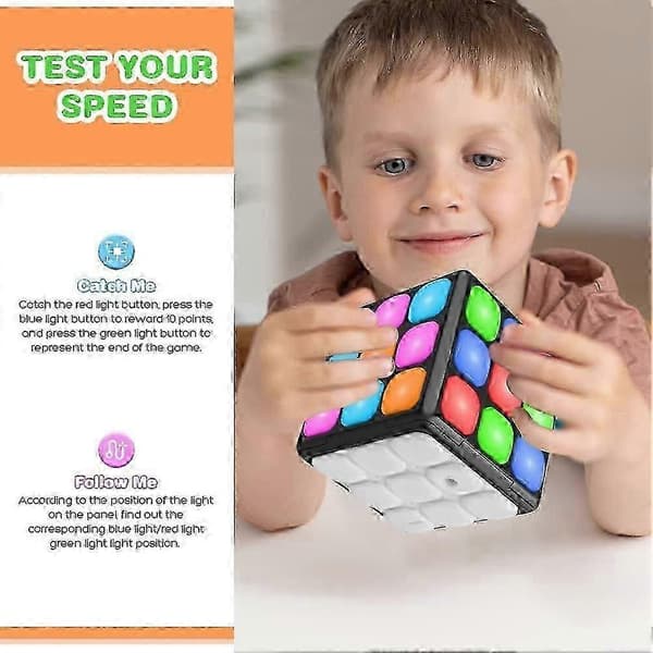 Fidget Cube Memory Game, LED-blinkande elektroniskt handhållet spel, 7 hjärnminnesspel för barn pojkar flickor, STEM sensoriska leksaker hjärnspel för jul B