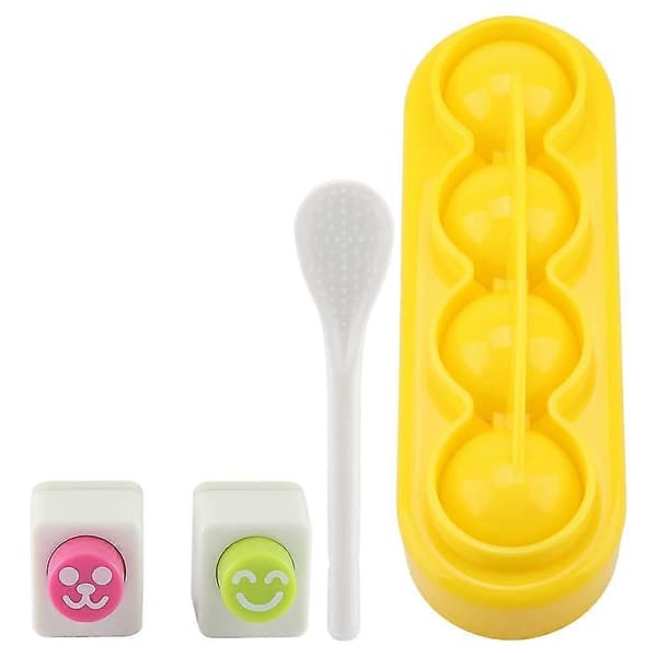 Risrullmaskin Kuleform DIY Bentoform Matkvalitets PP-materiale med skje for kreativ måltidsforberedelse