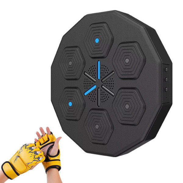 Svart Bluetooth-boksingtreningsveggmål for barn og voksne - Elektronisk veggmontert boksemålemaskin med musikk