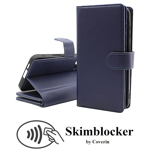 Skimblocker Motorola Moto G55 5G XL Magneettilompakkokotelo Mörkblå