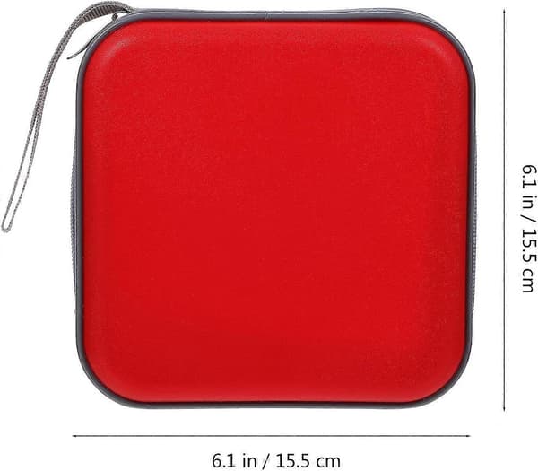 (SC)Hard DVD Storage Case, Large Disc Capacity, Shockproof Protection, Soft-Sided CD/DVD Organizer, Convenient Storage Bag for Car and Home, Red