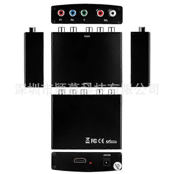 Kompatibel med YPbPr til HDMI HD-konverter Komponent til HD-adapter YPbPr til HD 1080P - Sort