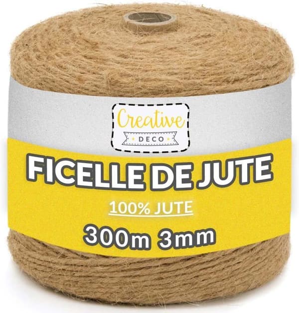 Jutesnöre - Creative Deco - 300m - 3mm tjocklek - Bröllopsdekoration - DIY-hantverk