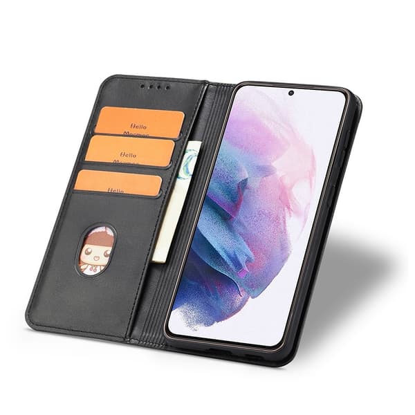 Samsung Galaxy S21 Plus - Læder Flip Cover - Sort Sort Black Svart