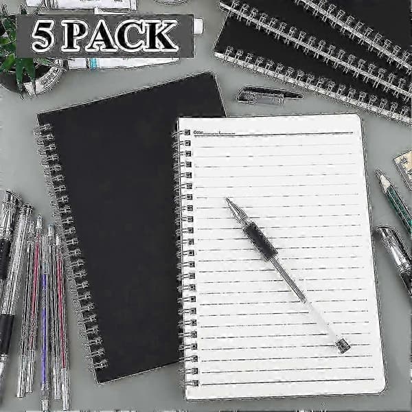 A5 Spiralnotesbøger 100 Sider 5-pak Kraftomslag Spiralindbundet Notesblok til Studerende Kontor Skitsering Dagbog
