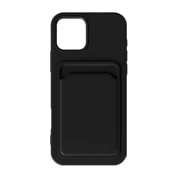 iPhone 16 Pro Mobile Case Silicone with Card Holder - Black