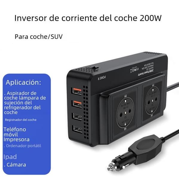 200W 12V til 220V bilspændingsomformer med digitalt LED-display - 200W 220V 50Hz -