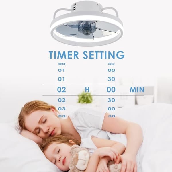 6-trins LED-loftventilator, støjsvag ventilator med dæmpbart lys