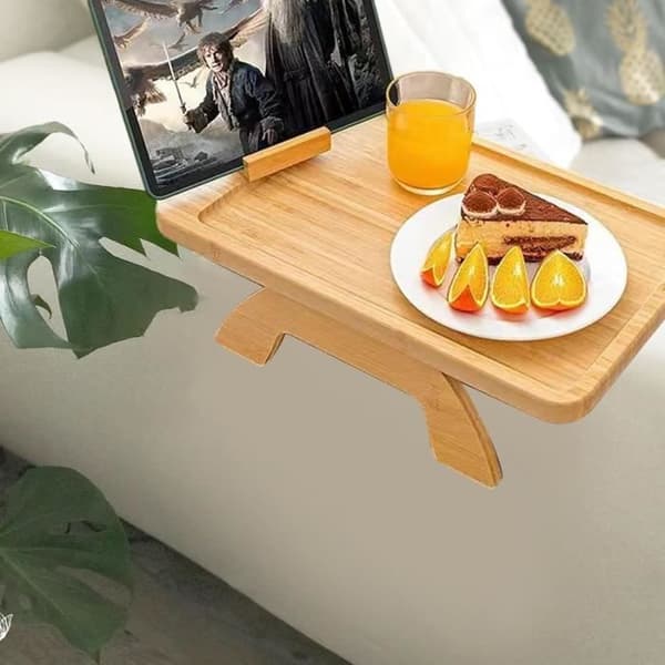 Sidobord - ZGEER - Armstödsskiva - Massivt trä - Fällbar roterande bas - Chic elegans