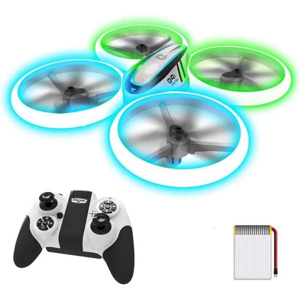 Minidrönare - RC - Quadcopter - Höjdhållning - Blå lampor - 2 batterier