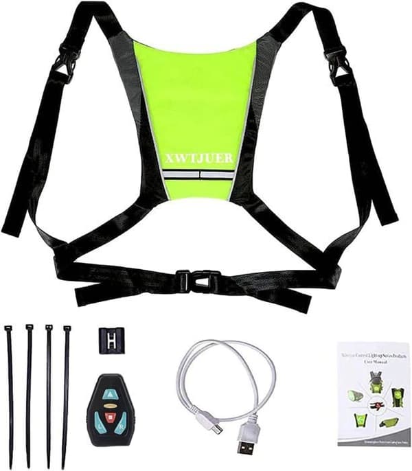 Cykelväst - LED - Reflex - USB Uppladdningsbar - Grön - Unisex