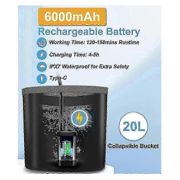 Bärbar campingdusch 6000mAh batteri för utomhusäventyr vandring