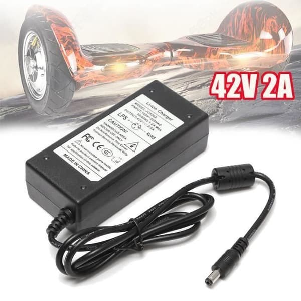 Oplader - JC4202 - Hoverboard - 36V Li-ion - DC 42V 2000mA - Sort
