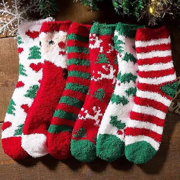 6 par julstrumpor julklapp fluffiga