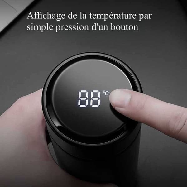 500 ml isoleret vandflaske med temperaturvisning - sort