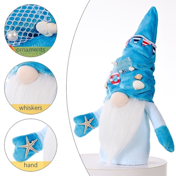 Ocean Festival Gnome Lyckligtvis Ocean Ansiktslös Docka Nautical Gnome Dekor Hemprydnad Bröllopsdekorat