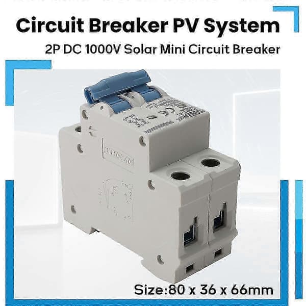 2P 1000V DC Mini effektbryter for solcelleanlegg - DC MCB beskyttelse for solcellepaneler 63A