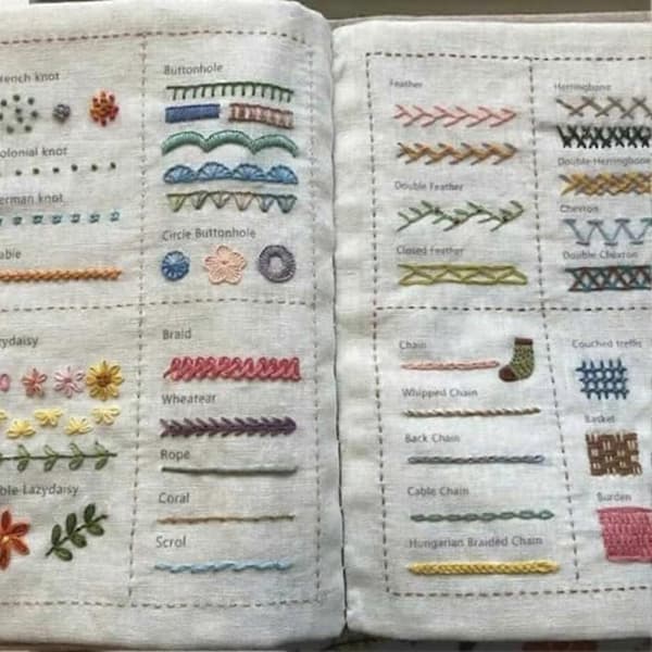 DIY Stitch Book, Stitch Book Embroidery, Embroidery Craft Gift, with 24-pack Embroidery Thread Set, 86 Sewing Patterns