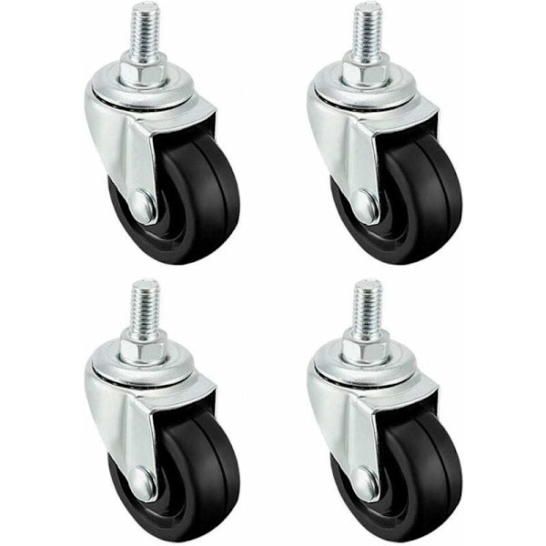 4 kpl 40 mm kumipyörät M8-kierteellä