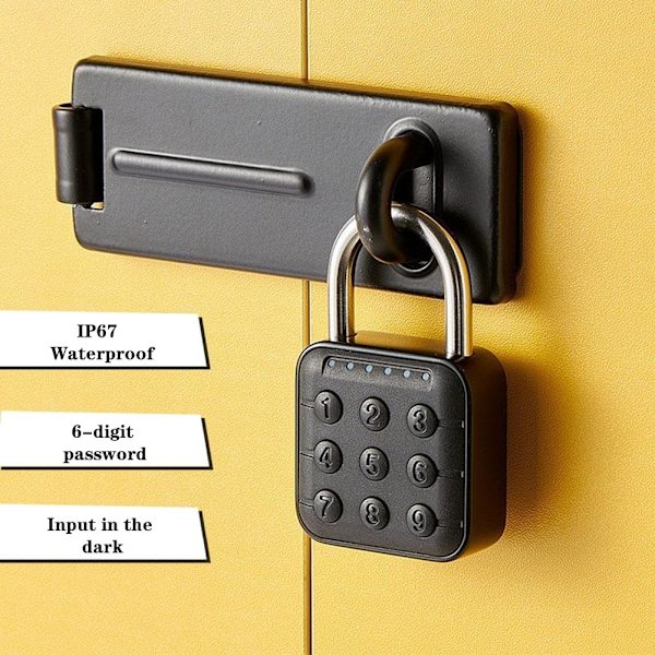 Keyless Combination Lock, 6-Digit Code Lock for Outdoor Use, Easy to Use Padlock with Code for Gym and School Locker, F