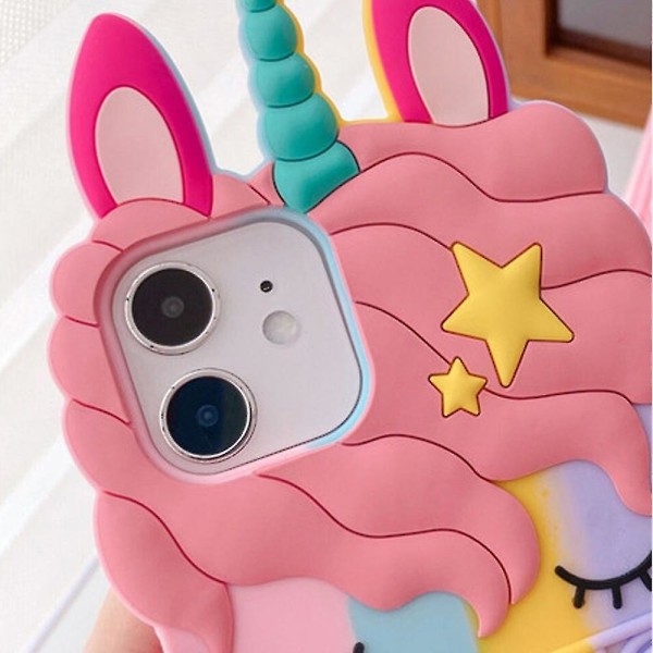 För Iphone Apple Cartoon Unicorn phone case Rainbow Silikon Mjukt Cover