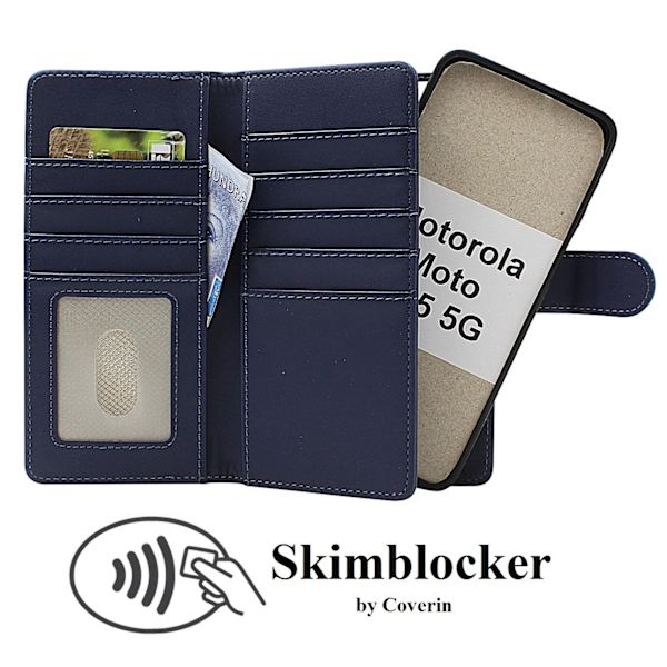 Skimblocker Motorola Moto G55 5G XL Magneettilompakkokotelo Mörkblå