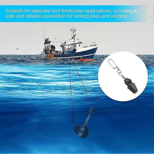 2 stk. fiskedownrigger udløserclips sæt og terminal sæt til dybvandstrolling Black