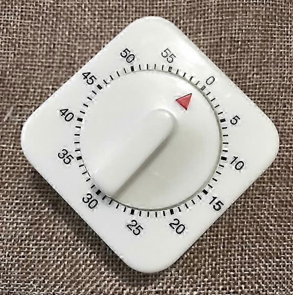 Mekanisk køkkentimer 60 min nedtælling hvid plastur