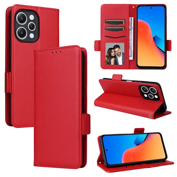 Xiaomi Redmi 12 5G/4G Fodral Litchi Läder Röd 81