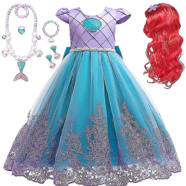 Jente Prinsesse Havfrue Ariel Kostyme Cosplay Barnebursdagsfest Havfrue Prinsessekjole Karneval Halloween Barnekostymer