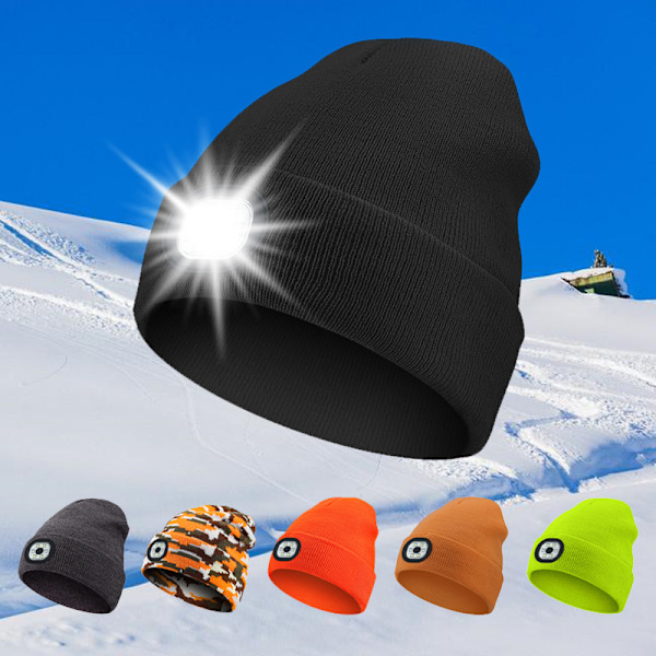 Hue med LED-lys USB - Sort Sort