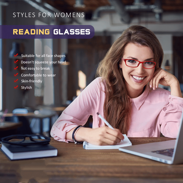 5-pack Blue Light Blocking Reading Glasses Anti-Glare UV Protection Spring Hinge Lightweight Readers + 3.0 x