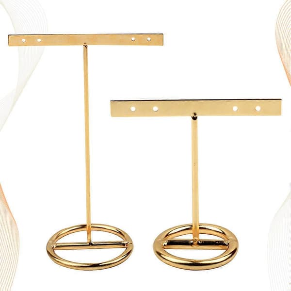 Øreringe Display Rack Holder med T-form til opbevaring af øreringe 2 stk. Gylden