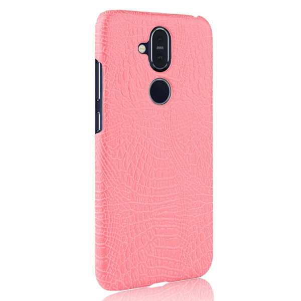 Nokia 8.1 - Krokodilmönstrat Fodral - Rosa Pink Rosa