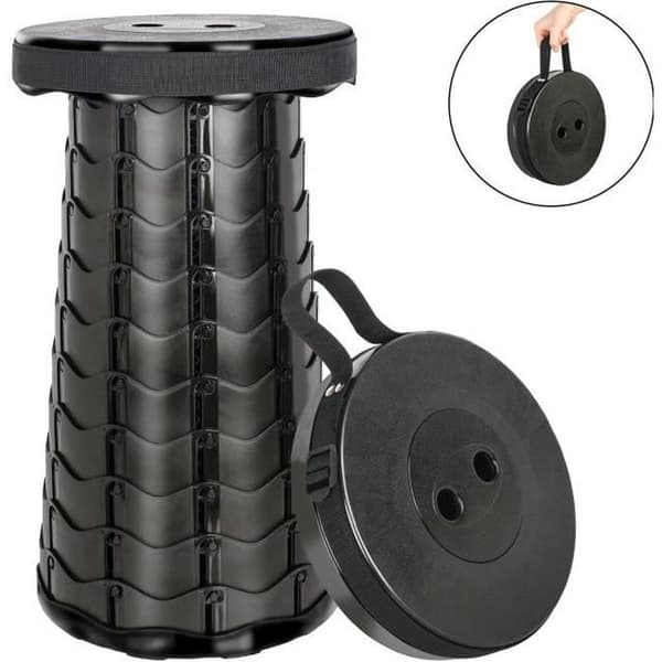 Foldestol - Leogreen - Teleskopisk - Plastik - Maks 150KG - Sort