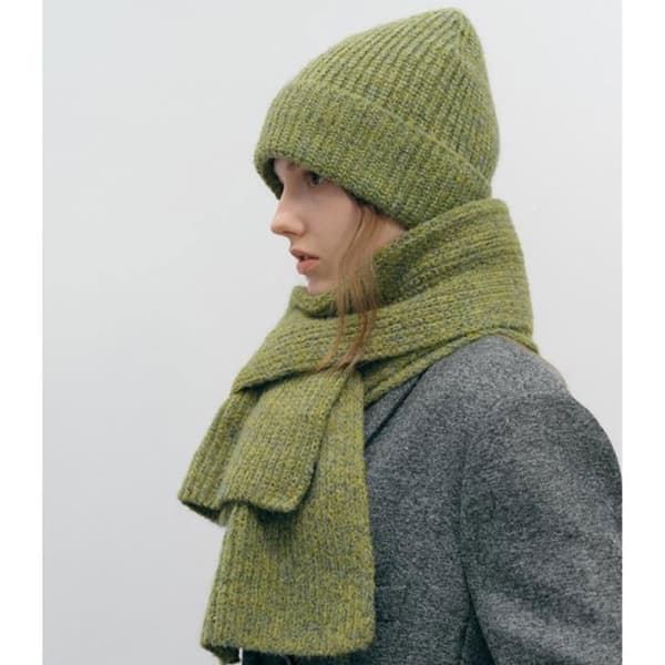 Damvinterhalsduk och mössa XJYDNCG Minimalistisk stil - Mossgrön