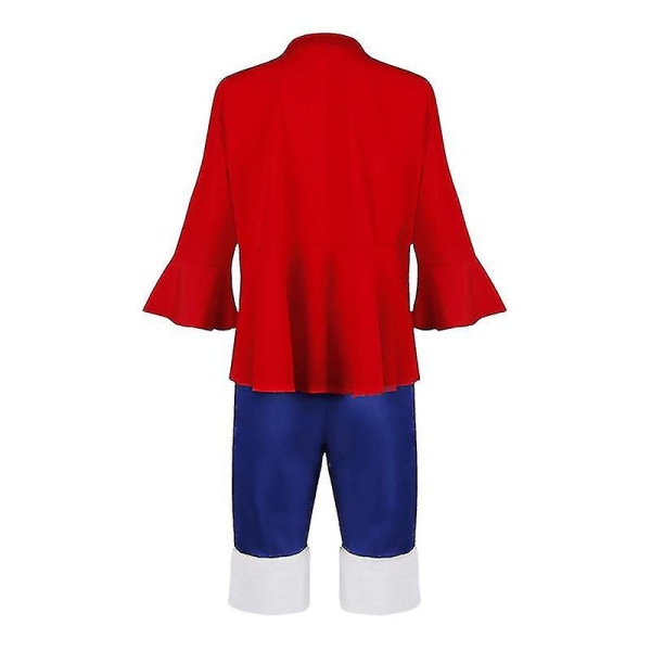 Luffy Cosplay Dräkt Anime Monkey D Luffy Cosplay Uniform Hatt Halloween Kostym För Män Pojkar Barn