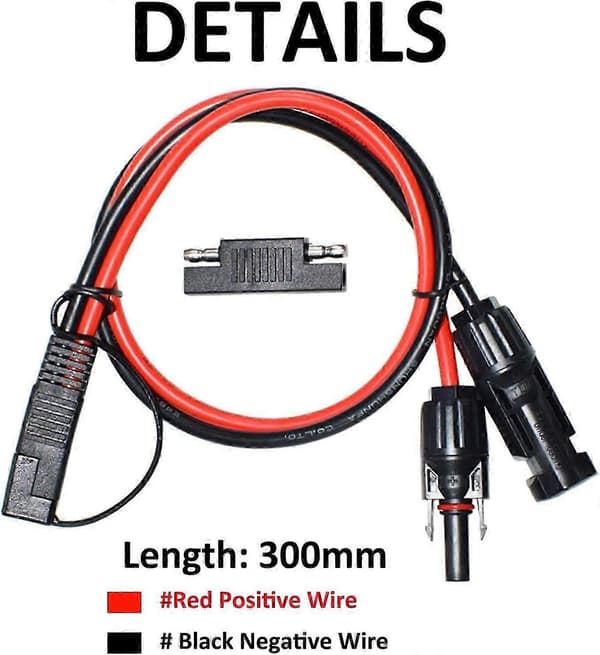 2 STK 1FT 10AWG MC4 til SAE Adapterkabel med polaritetsvendestik til solpaneludvidelsesudgave 0428