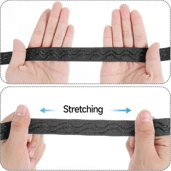 Svart silikon elastisk bånd for sying, 5,4 yards stretchstoffstropper med sklisikkert grep
