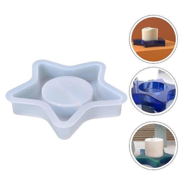 Hvit silikonform for femspisset stjerne lysestake DIY